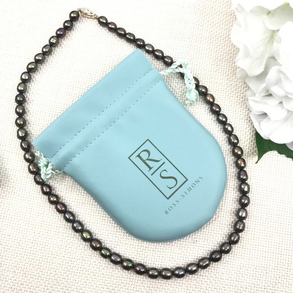 DESIGNER ROSS SIMONS 925 BLACK PEARL NECKLACE - Picture 9 of 12